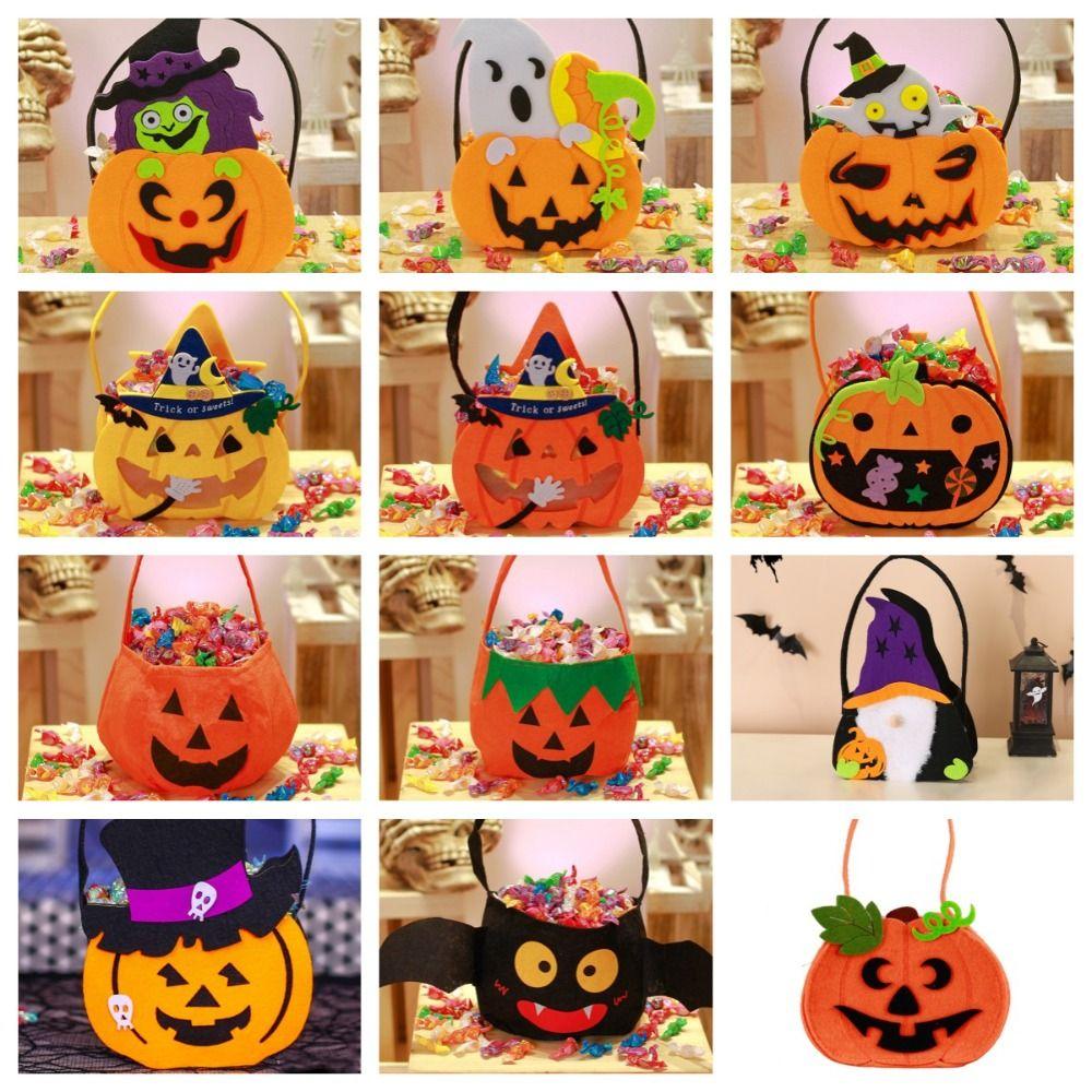 Gifts Pouch Halloween Wool Felt Bag Non-woven Pumpkin Candy Bucket Creative   Party