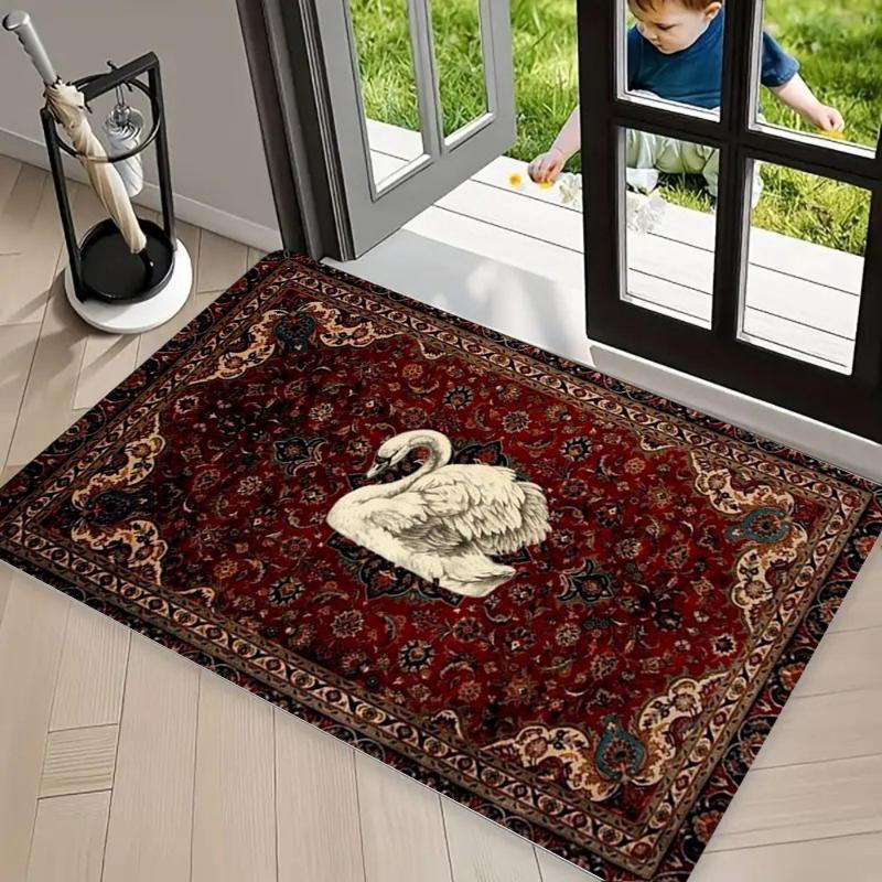

Rustic Farmhouse Welcome Mat Durable Woven Carpet with Leaping Deer Motif Entryway Rug for Porch Kitchen Home Decoration 40cm x 60cm