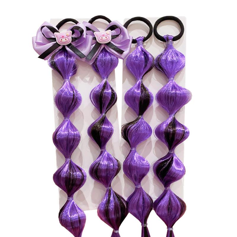 Милая Девочка Парик Коса Зажим для Волос Ободок Бант Зажим для Волос Комбинация фиолетовый