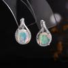 Colorful natural oval 8*10mm ethiopia opal ring earrings 925 sterling silver luxury fine jewelry set for women's engagement gift