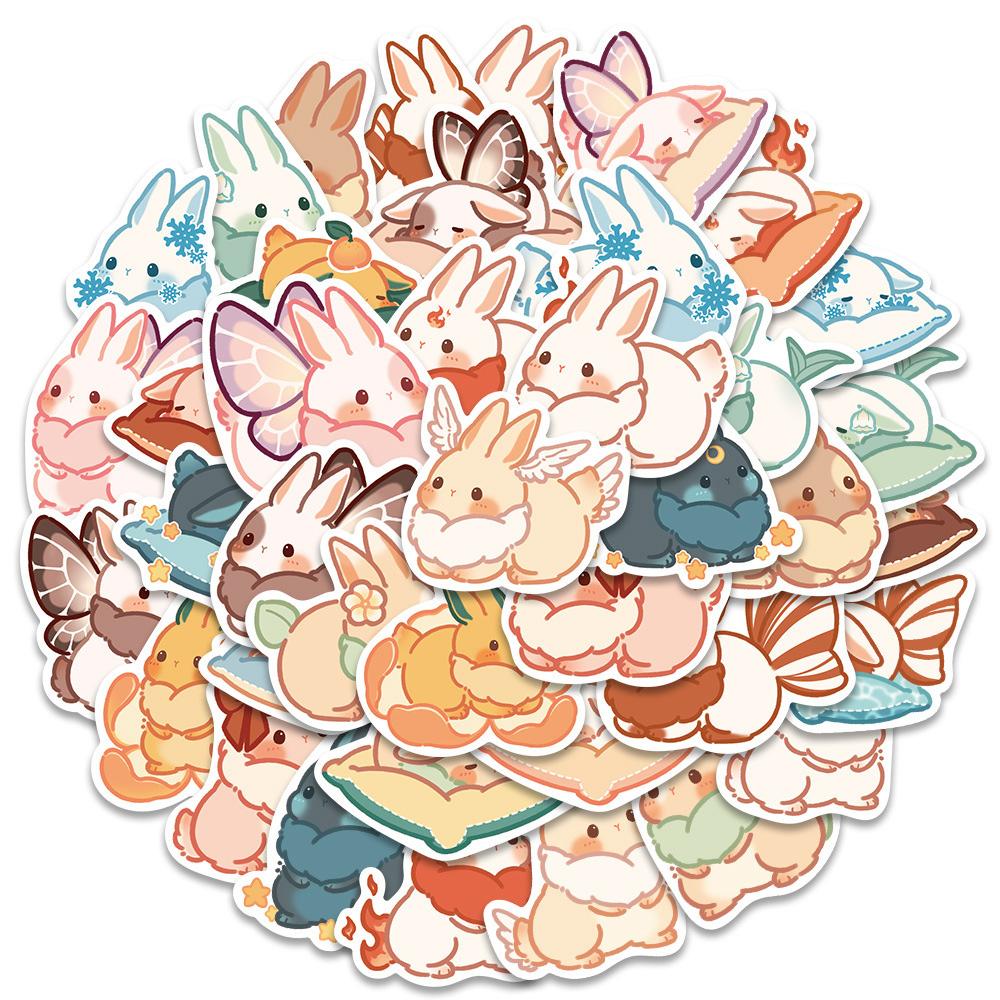 102040Pcs Kawaii Cartoon Rabbit Stickers Cute Animal Bunny Graffiti Decals Decoration Suitcase Phone Laptop Sticker Wholesale