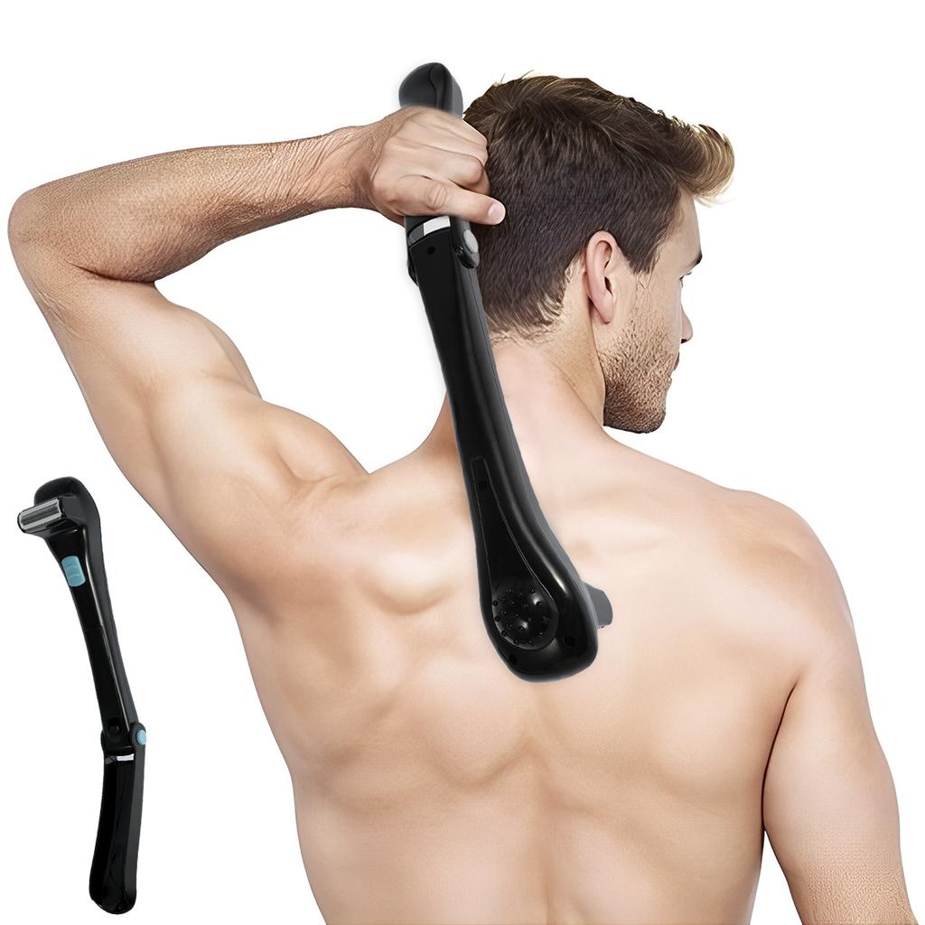 14.7inch Electric Back Hair Shaver Cordless Body Shaver 180 Degrees Foldable Back Razor Pain-Free Back Hair Removal Shave