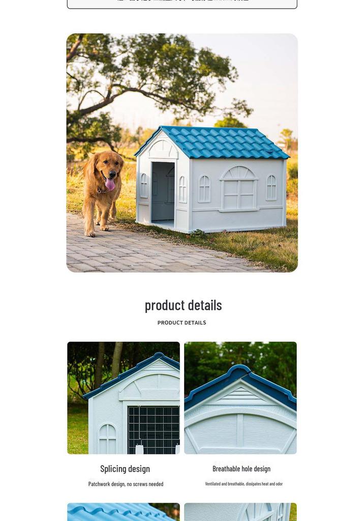 Xinding Rainproof & Windproof Outdoor Plastic Dog Kennel - Winter Dog House for Medium to Large Dogs