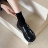 [Uncle Shoe] New platform loafers women's British style small leather shoes autumn one-pedal women's shoes black single shoes