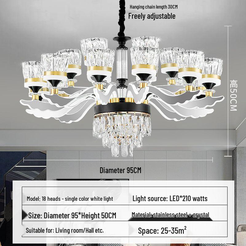Luxury Modern Crystal Chandelier for Living Room - Elegant Luminous Fixture