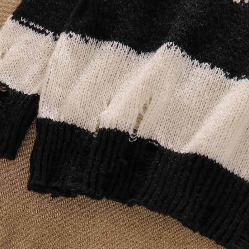 Korean Style Striped Tassel Knit Sweater - Loose Fit, Slimming, High-End Feel Pullover for Women (Autumn/Winter)