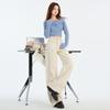2025 Spring Women's High-Waisted Wide-Leg Jacquard Jeans - Slimming, Floor-Length