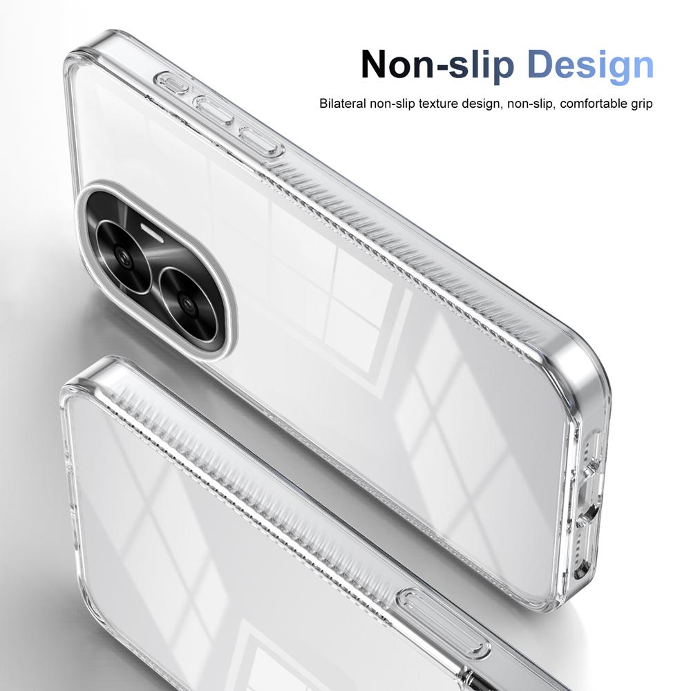 KEYSION Transparent Case for Realme C55 Soft TPU+PC Anti-slip HD Clear Shockproof Phone Cover for OPPO Realme C53 C51