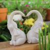Pair of Elephant Sculpture Resin Statue Love Elephant Designs Figurine Statues for Patio and Indoor Desk Decoration