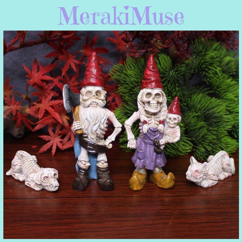 Halloween Skeleton Dwarf Resin Micro Landscape Garden Ornament For Celebration And Decor
