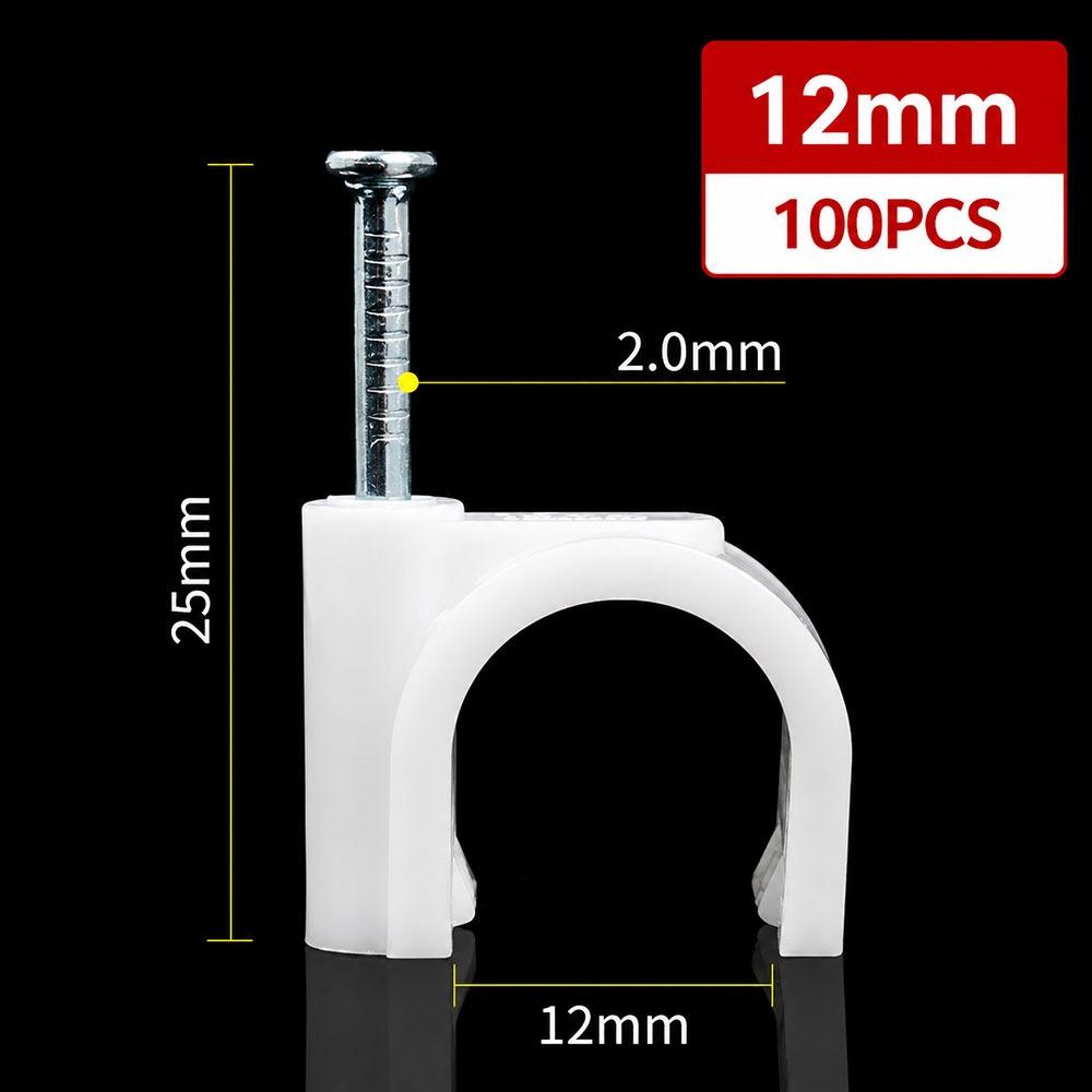 100Pcs Steel Nails Cable Clips 4-20mm Cable Tacks Durable Nail In Cable Clips  for Ethernet Cable
