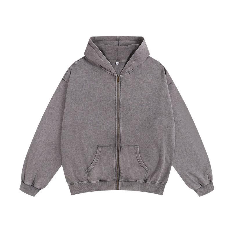 

Retro Distressed Hooded Cardigan Sweatshirt 2024 - Unisex Spring/Autumn Jacket XL