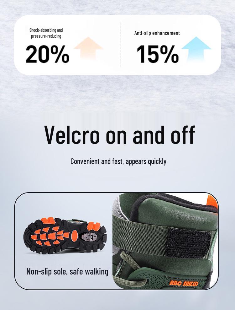 Children's Thickened High-Top Snow Boots for Boys - Warm, Cotton Lined, Cold-Proof Winter Shoes.
