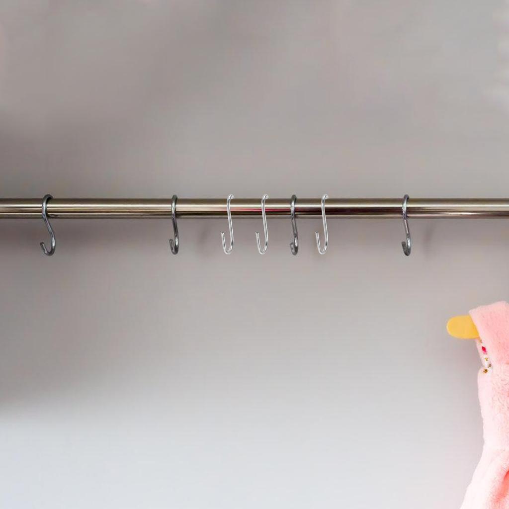 100Pcs S Shaped Hooks Heavy Duty Stainless Steel Kitchen Organizer Utensils Hangers Over Door Closet Clothes
