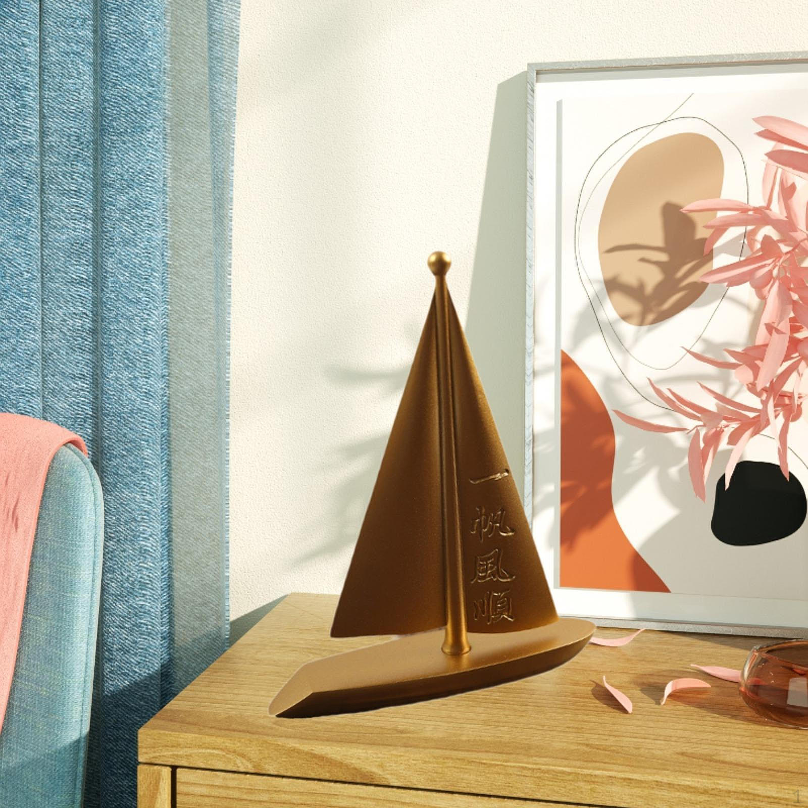 Sailboat Figurine Decorative Statue Modern Tabletop Ornament Prosperity Sculpture for Entrance