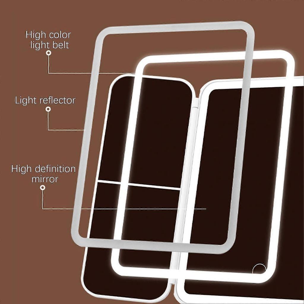 LED Three-folded Sides Portable Makeup Mirror Touch Screen LED Makeup Mirror Makeup Accessories