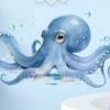 Großer blauer Oktopus Wandaufkleber Meeres Tier Wanddekal Abziehen Und Aufkleben Kunst Wandbild für Badezimmer Küche Wohnzimmer Sommer Wanddekoration