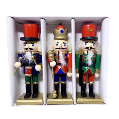 15cm Nussknacker Soldat Marionetten Spielzeug 3-teiliges Set Neu und Ausgefallen Hölzernes Nussknacker Marionetten Spielzeug Weihnachtsgeschenk Spielzeug für Kinder