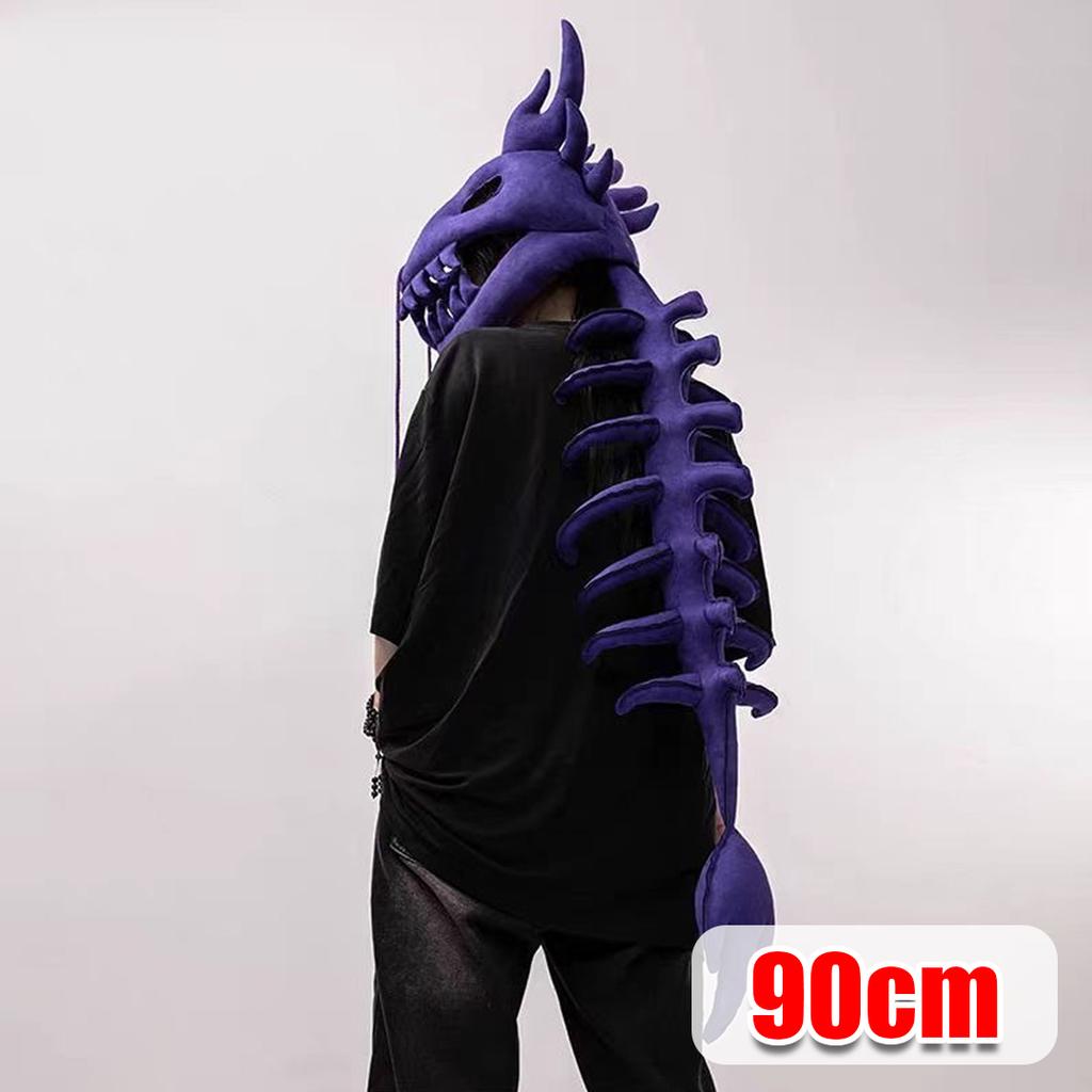 Halloween Dinosaur Skeleton Mask, 90/120CM Wearable Realistic Plush Headgear, Funny Cosplay Costume for Party