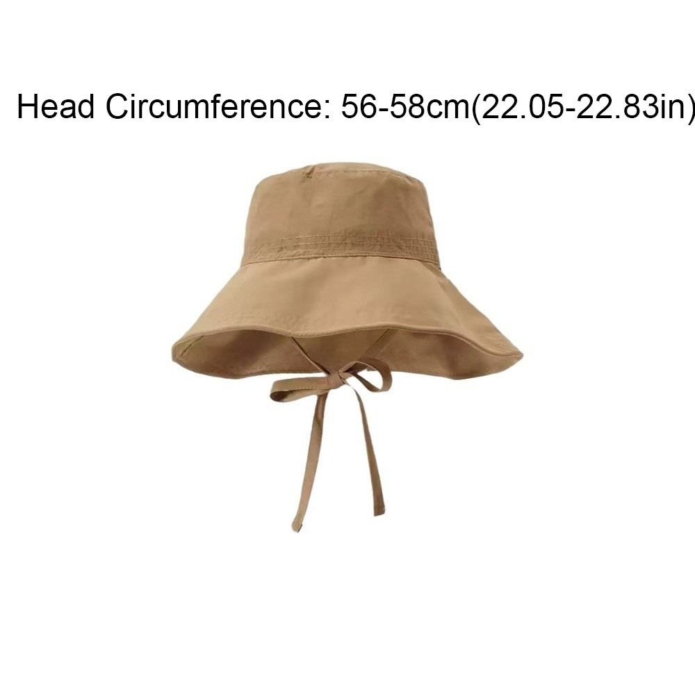 Simple Solid Color Sunscreen Bucket Hat Breathable Thin Fisherman Hat Korean Style with Strap Wide Brim Sun Hat Unisex