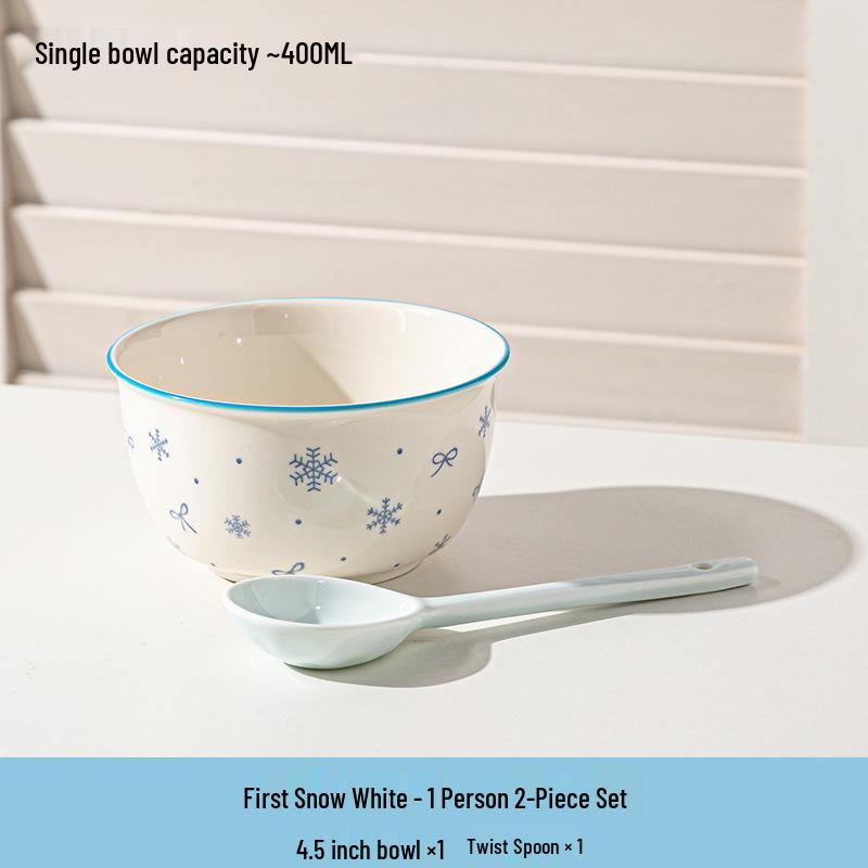 Bowl with Bowknot Ceramic Rice Bowl & Plate Set: Stylish Tableware
