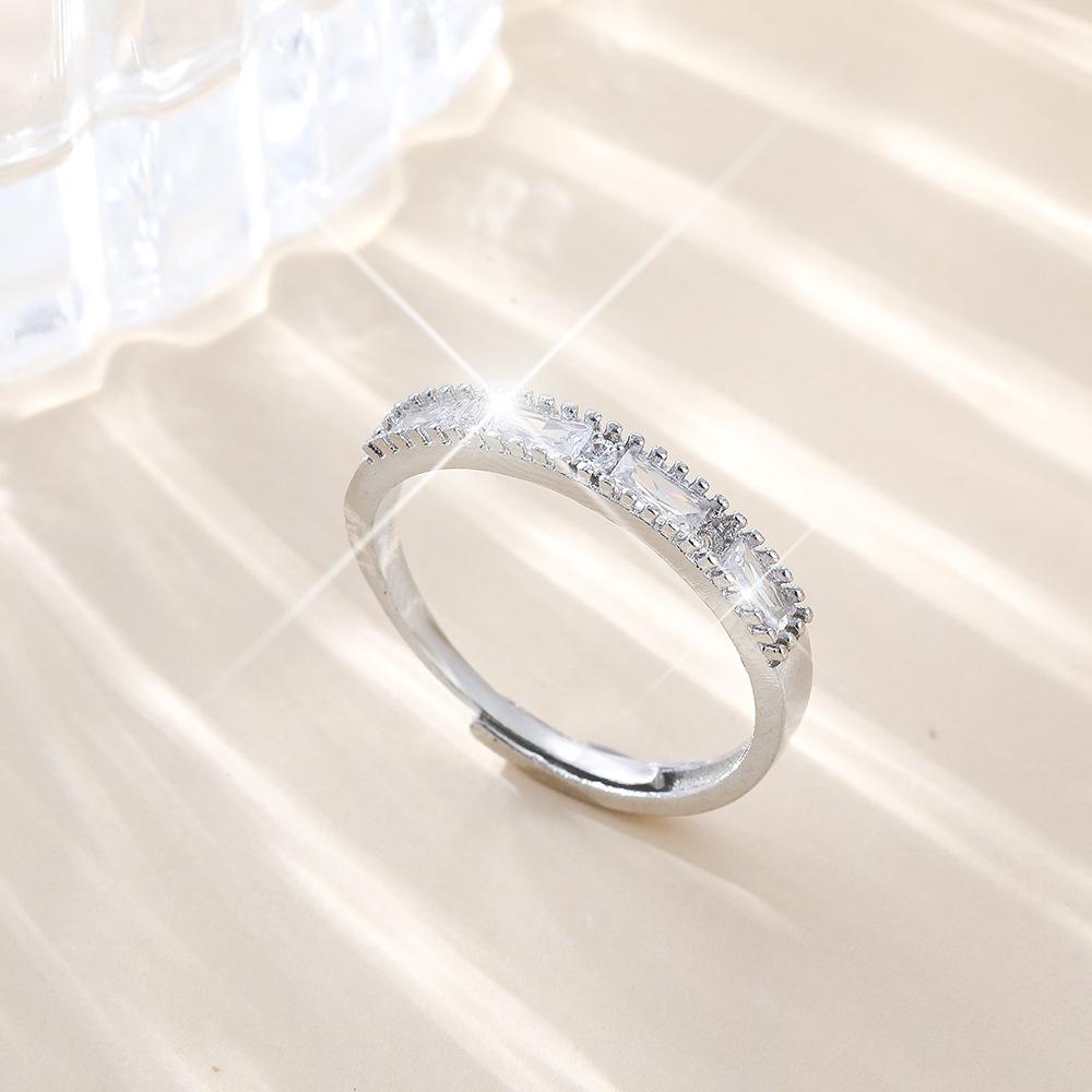 Fashion Temperament Copper Inlaid Zir*****Pen Ring Light Luxury Exquisite Personality Index Finger Ring Adjustable Ring Women
