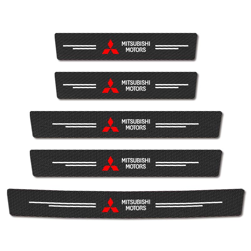 New Car Door Plate Carbon Fiber Threshold Protector Sticker Decals For Mitsubishi Outlander ASX Cross Pajero EVO Lancer L200 EX ZL0