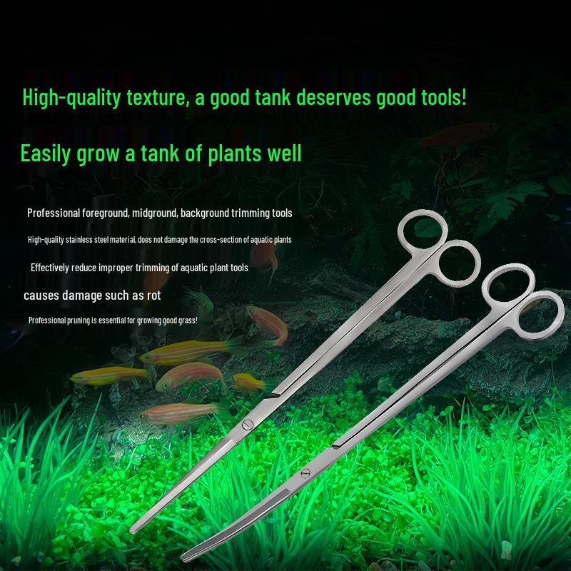 Aquarium Plant Tool Set: Straight & Curved Scissors, Wave Scissors, Tweezers, Forceps, Sand Leveler, Algae Scraper