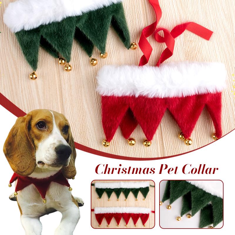 Cat Dog Plush Triangle Scarf with Bell Pet Christmas Decorations Cute Xmas Elements Pets Drool Towel Scarves Bibs Photo Props
