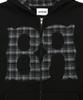 Gainsboro Br Logo Check Applique Zip-Up Hoodie_Black