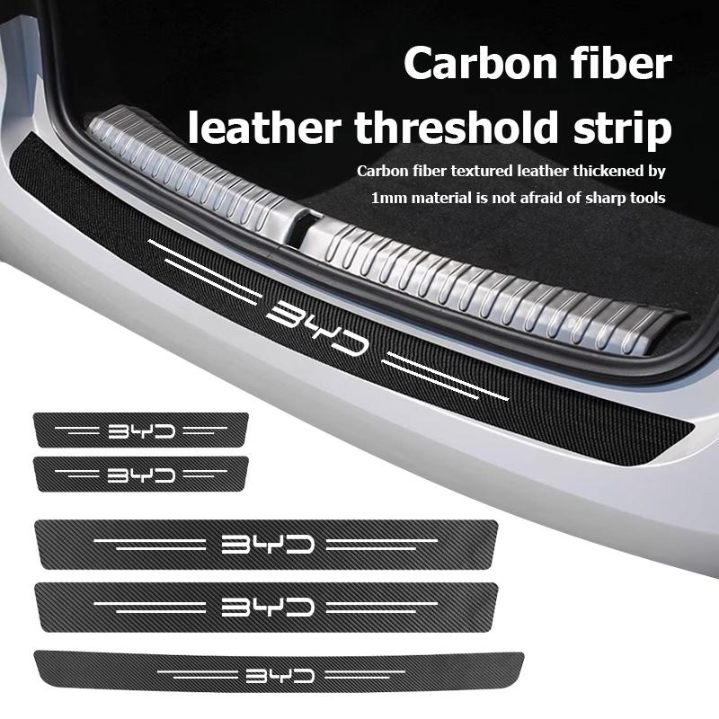 Car Door Sill Scuff Plate Decor Carbon Fiber Stickers For BYD Atto F0 G3 I3 Ea1 F3 E6 Yuan Plus Song Max Tang Dmi