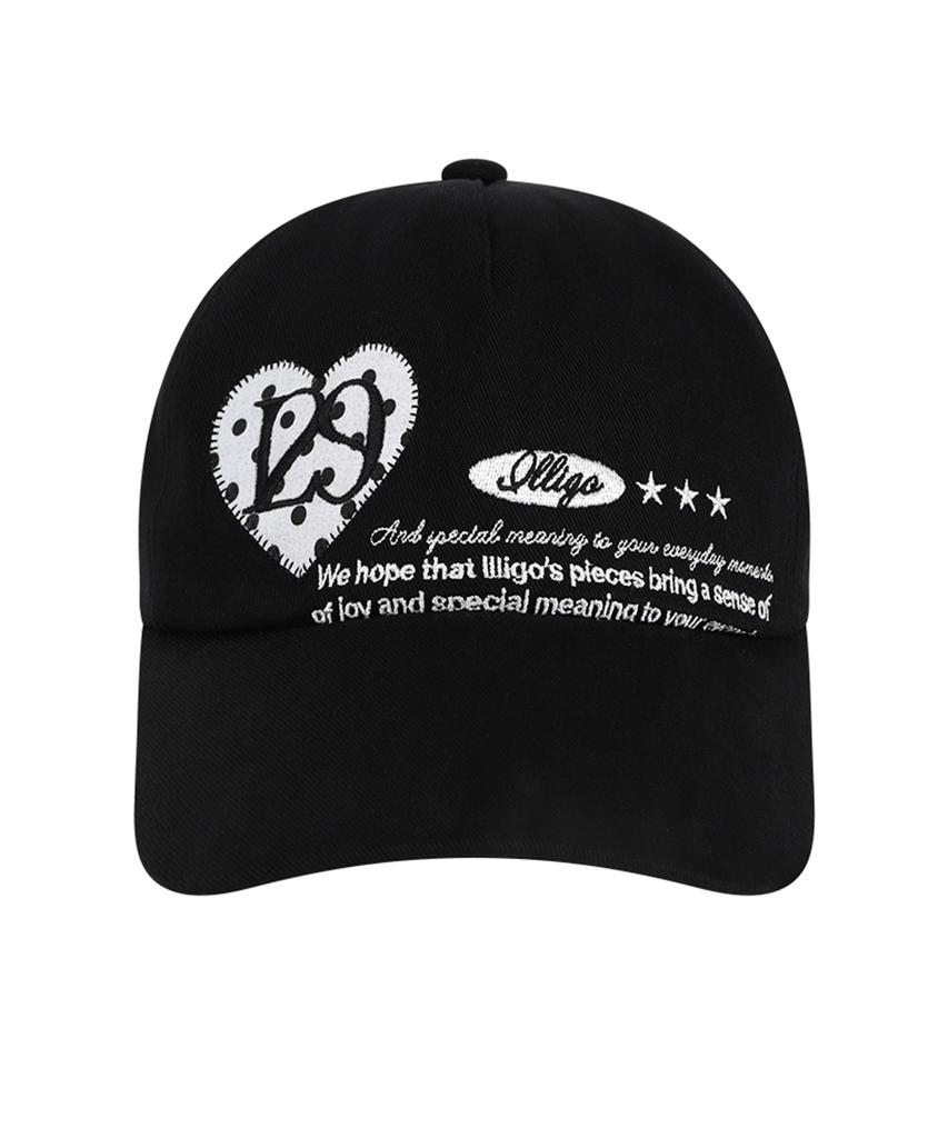 ILLIGO Heart Letter Ball Cap Black