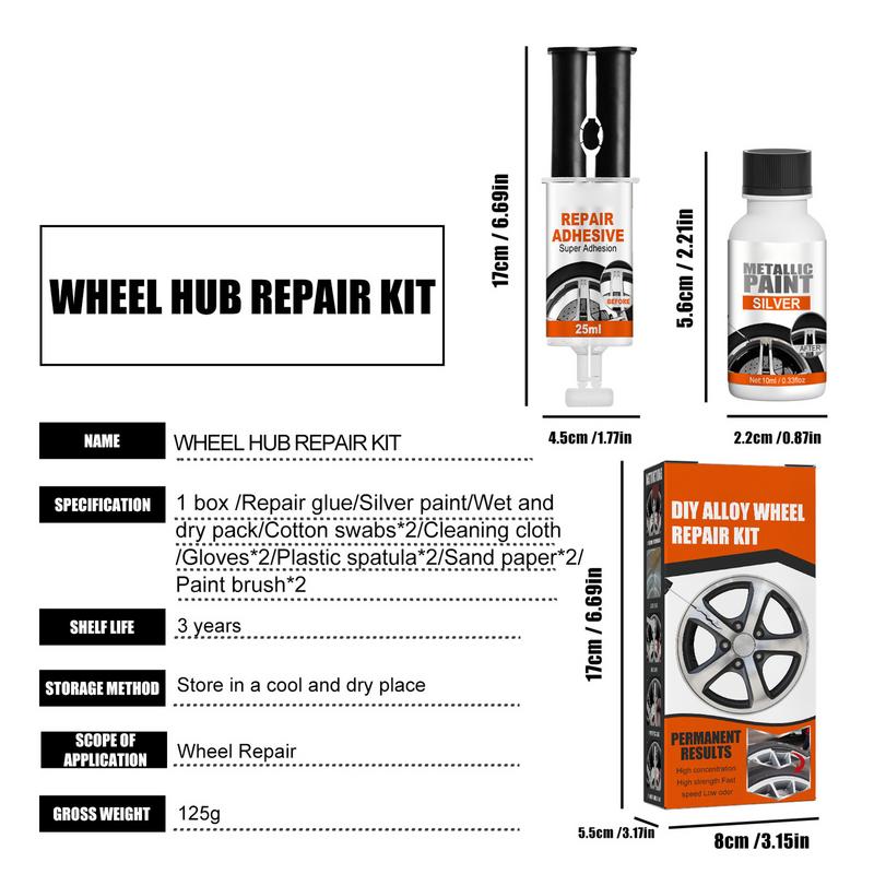 DIY Car Alloy Wheel Repair Adhesive Kit Rim Care Accessories Silver Paint Fix Tool For Car Auto Rim Dent Scratch Repair Adhesive