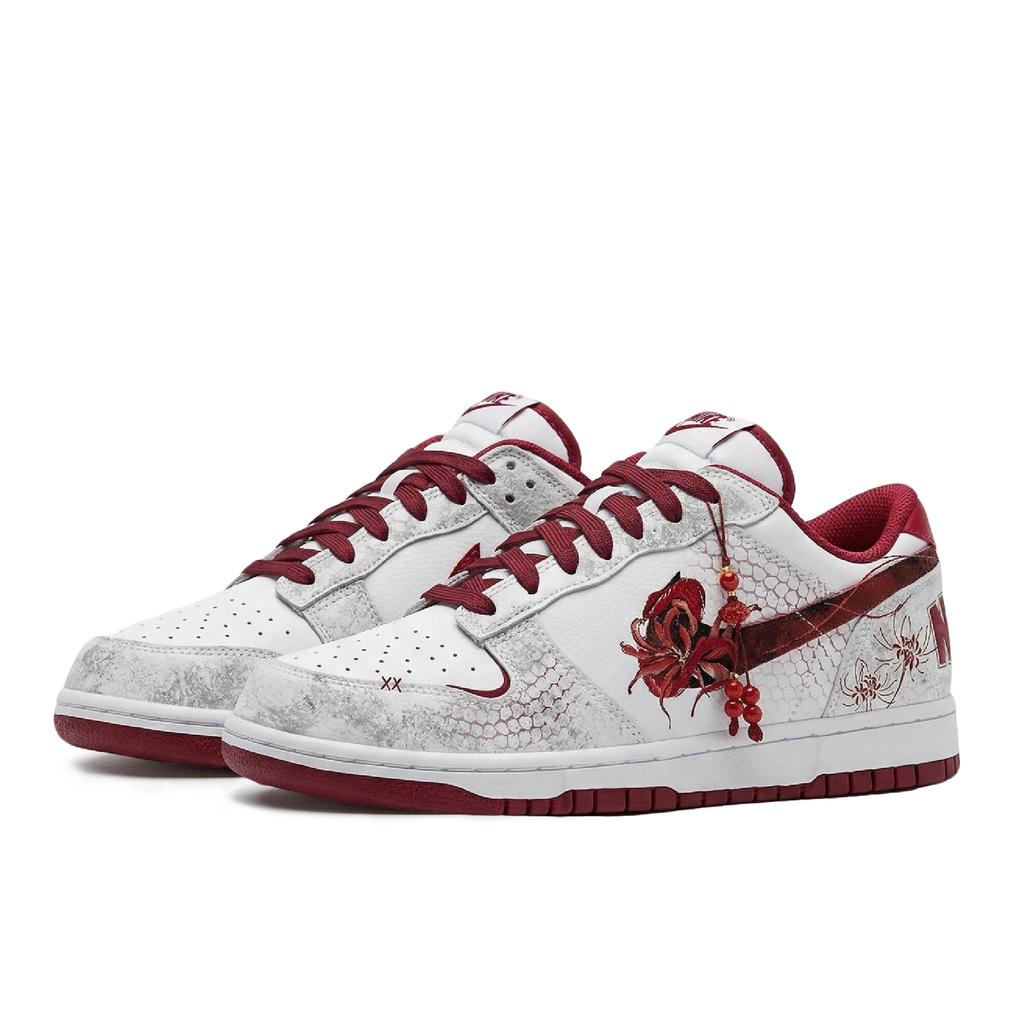Nike Big River Soaked Moon, Fiery Serpent Abrasion Resistant Slip Resistant Low top Skateboard Shoes Unisex White Red 355152-150(Team724-)