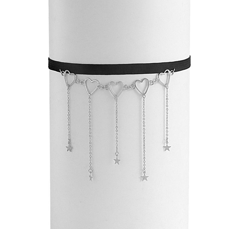 Sexy Thigh Chain Garter Dangle Heart Star Tassel Thigh Chain Elastic Sexy Body Chain Jewelry Nightclub Party for Women