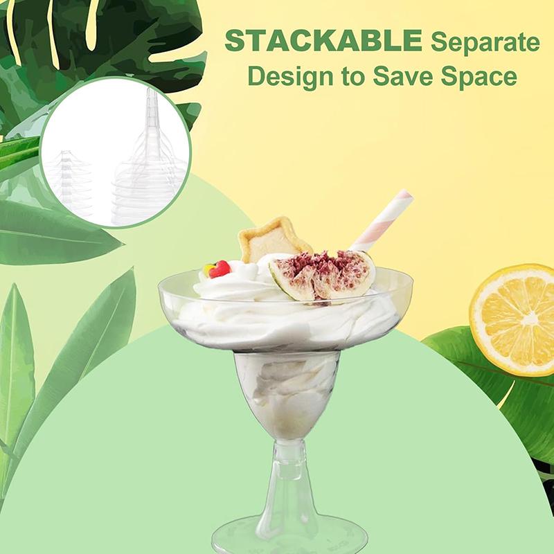18Pcs Plastic Margarita Glasses, Disposable Stackable Champagne Cups for Bar Wedding Party, Cocktail Martini Drink Clear Cups