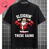 Funny Muscular Santa Christmas Gym Graphic Tshirt Casual Sports Humor Style Pure Cotton Shortsleeve Tshirt Outdoor Clothing