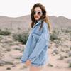 Frauen Retro Oversize Lose Knopf Jacke Casual Denim Jeans Taschen Mantel Outwear