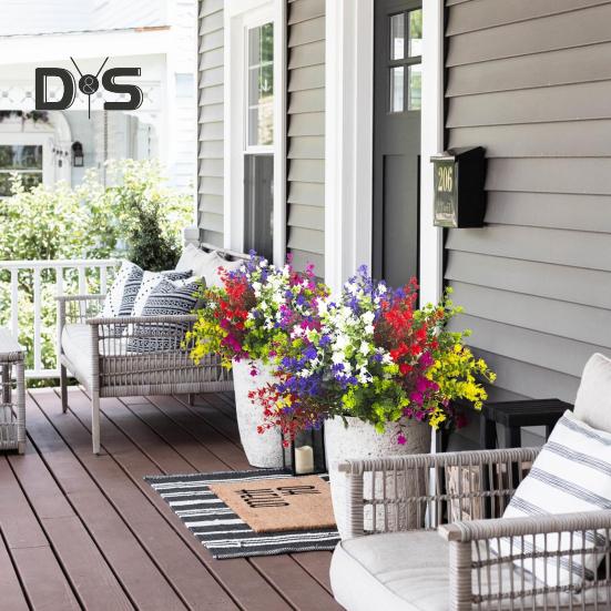 2 Piezas Flores Artificiales de Exterior Realistas Resistentes a los Rayos UV Plantas Falsas Flores Falsas con Tallos Flexibles para Colgar en Macetero Porche Hogar Decoración de Boda