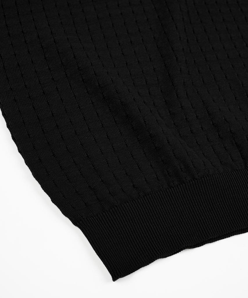 BIRBANTE Summer Washable Henley Neck Knit - Black