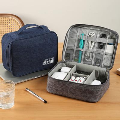 Cable Storage Bag Waterproof Digital Electronic Organizer Portable USB Data Line Charger Plug Storage Bag Travel Cable-tan