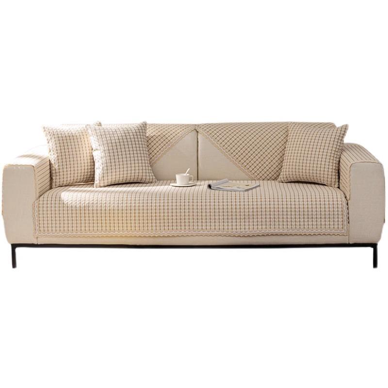 Cotton And Linen Sofa Cushion, Universal In All Seasons, Non-Slip Linen Seat Cushion, Simple And Modern Old Coarse Cloth Fabric Sofa Cover Cover Towel