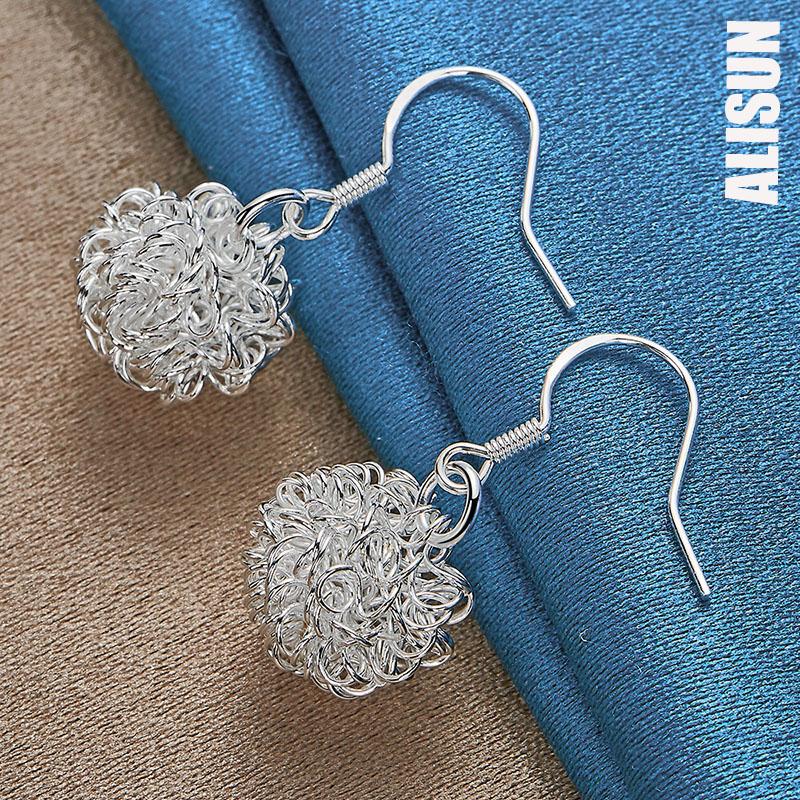 Orecchini a cerchio con motivo geometrico in argento sterling 925, gioielli da sposa alla moda