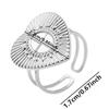 1Pcs Open Adjustable Stainless Steel Heart Sun Leaf Rings Diy Cabochons Silver/Gold Ring For Women Men Handmade Supplies