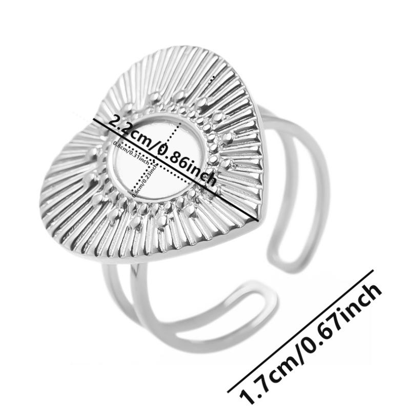 1Pcs Open Adjustable Stainless Steel Heart Sun Leaf Rings Diy Cabochons Silver/Gold Ring For Women Men Handmade Supplies