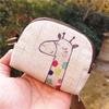 Cute Animal Canvas Coin Purse Short Shell Wallet Women Key Card Bag Kids Cartoon Lionmouse Fox Bear Dinosaur Small Change Purses