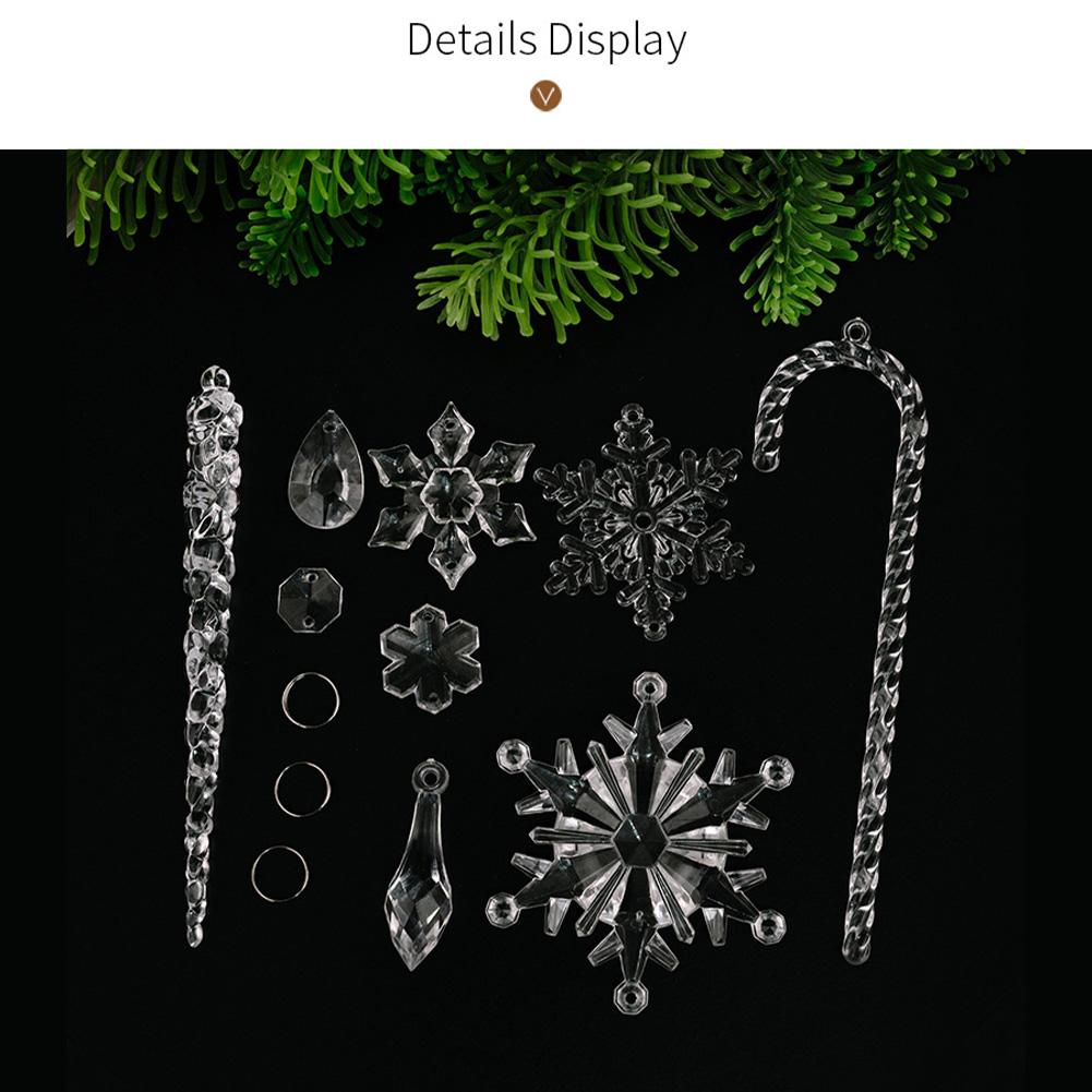 Acrylic 20 Piece Christmas Ornament Set Snowflakes Icicles Candy Canes for Festive Tree Garland and Home Decoration