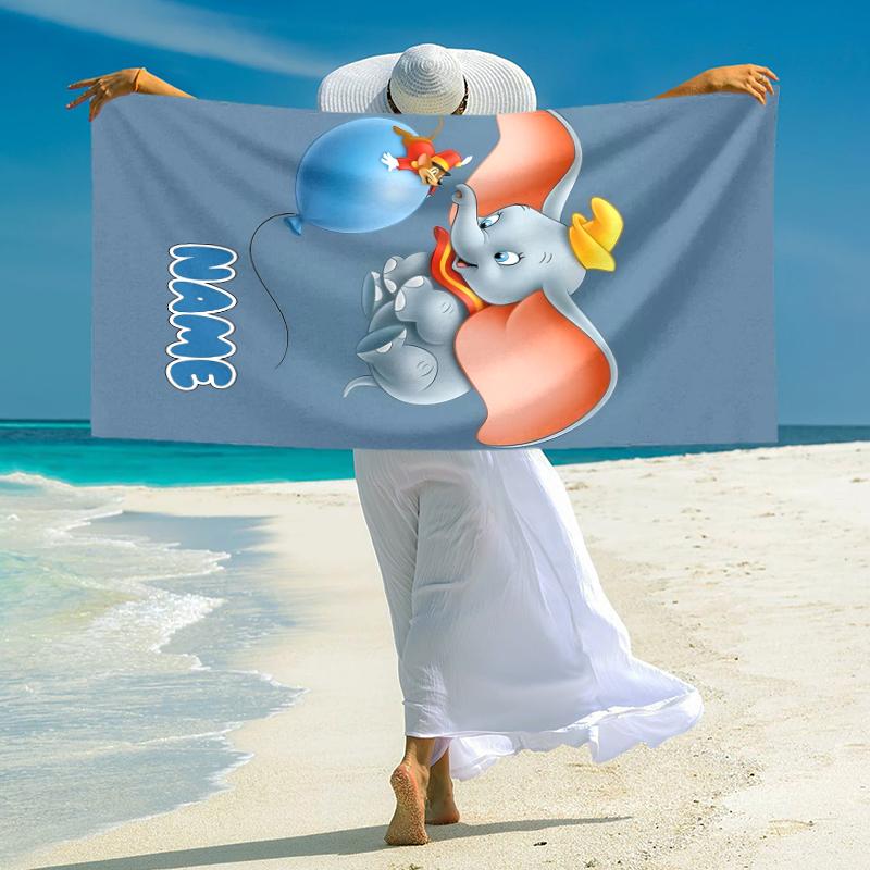 Personalized "Baby Dumbo Adventure" Beach Towel Microfiber Beach Towel Thin Absorbent for Beach Swimming Yoga Bath Sports. 0910320