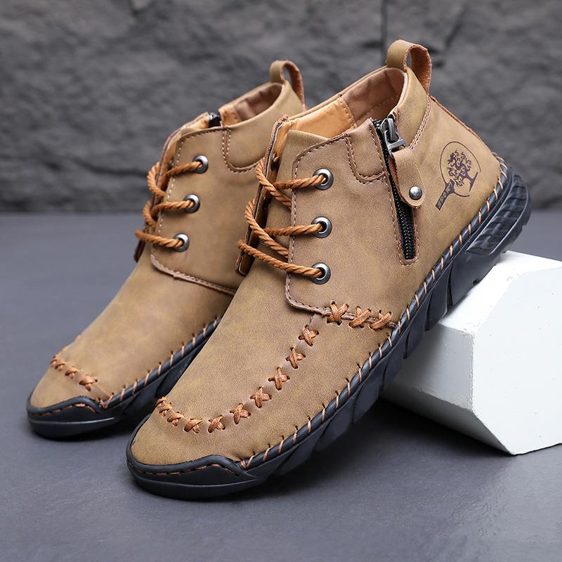 Men's Plus Size Handmade Casual Shoes Four Seasons Breathable Non-slip Outdoor Walking Shoes Fashion Youth Joker City Flat Boots