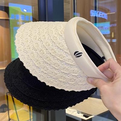 Summer New Lace Empty Top Hat Women's Outdoor Travel Hat Fashionable Versatile Sunscreen Hat Hollow Breathable Sun Hat